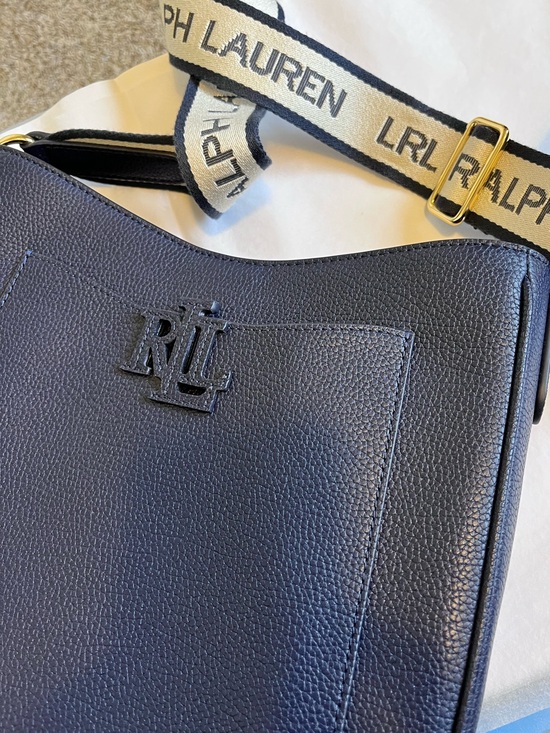 Ralph Lauren Handbags - NWOT Lauren Ralph Lauren Pebble Leather Crossbody Bag Navy Gold Hardware